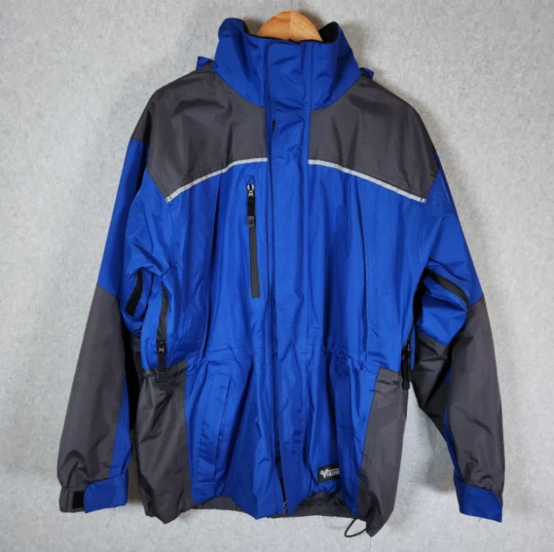 Viking Tempest Waterproof Rain Jacket Men's Size Medium Hooded Blue Black