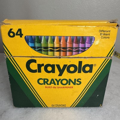 Vintage Box 64 Crayola Crayons 1990 Built-in Sharpener Retired