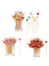 50/100PCS Love PEARL Bamboo Skewers Pick Buffet Food Fruit Cocktail Fork Dessert