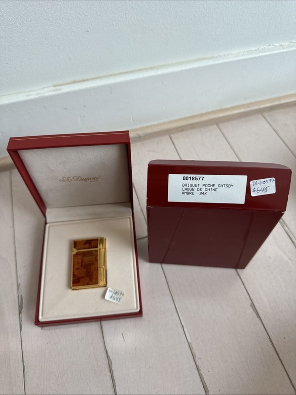 St Dupont Vintage Lighter Gatsby Gold Marble Pattern  Brown