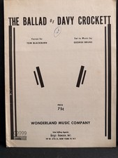 The Ballad of Davy of Davy Crockett Disney TV show sheet music Disneyland cover