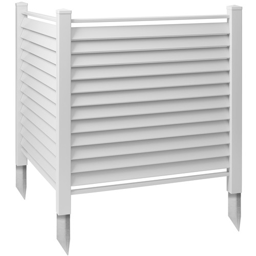OPEN BOX - 48"x48" Louvered Privacy Screen Outdoor Fence for AC / Trash - White