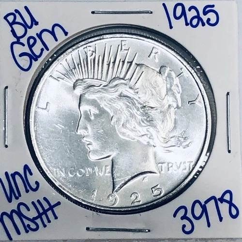 1925 BU UNCIRCULATED SILVER PEACE DOLLAR AUTHENTIC U.S. MINT FREE SHIPPING 3978