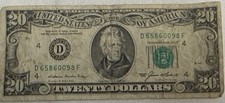 1985  $20 Federal Reserve Note Andrew Jackson D65860098F Circulated