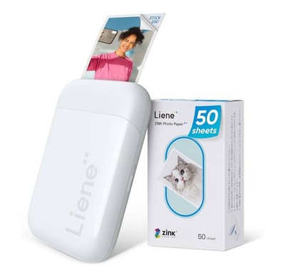 Liene Tragbarer Fotodrucker, 2x3 Mini Instant Color Mono Picture Printer mit 50