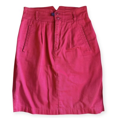 Vtg Esprit 80's Women s Pleated High Waist Midi Pencil Skirt Red Sz 7 Mod