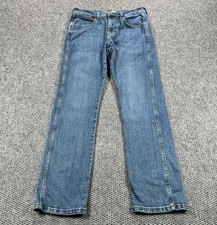 Wrangler Jeans Mens 32x32 Blue Retro Slim Fit Straight Cowboy Boot Western Denim