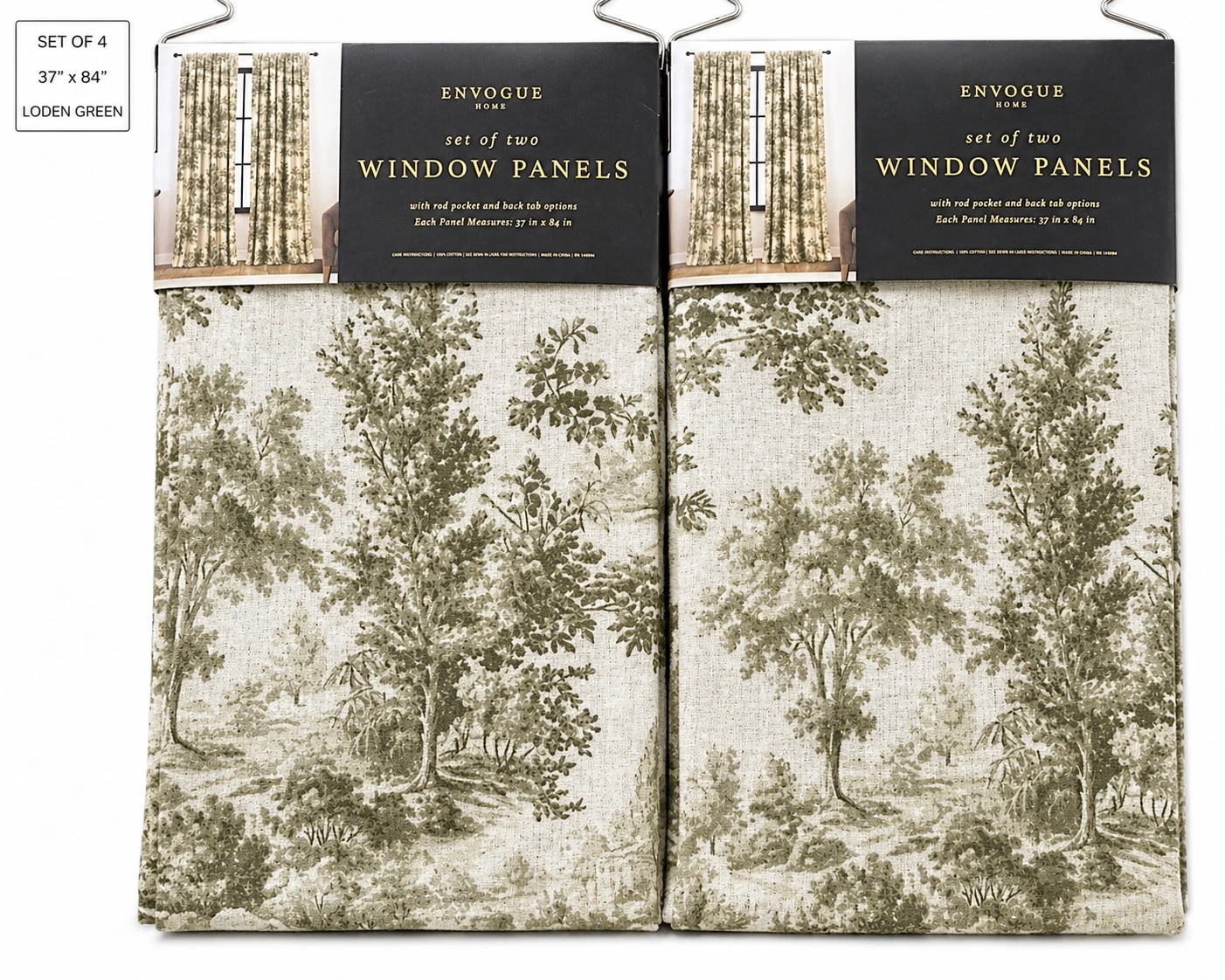 Greenwood Forest Set of 4 Toile Curtain Panels 37"x84" Loden Green
Opens in a new window or tab