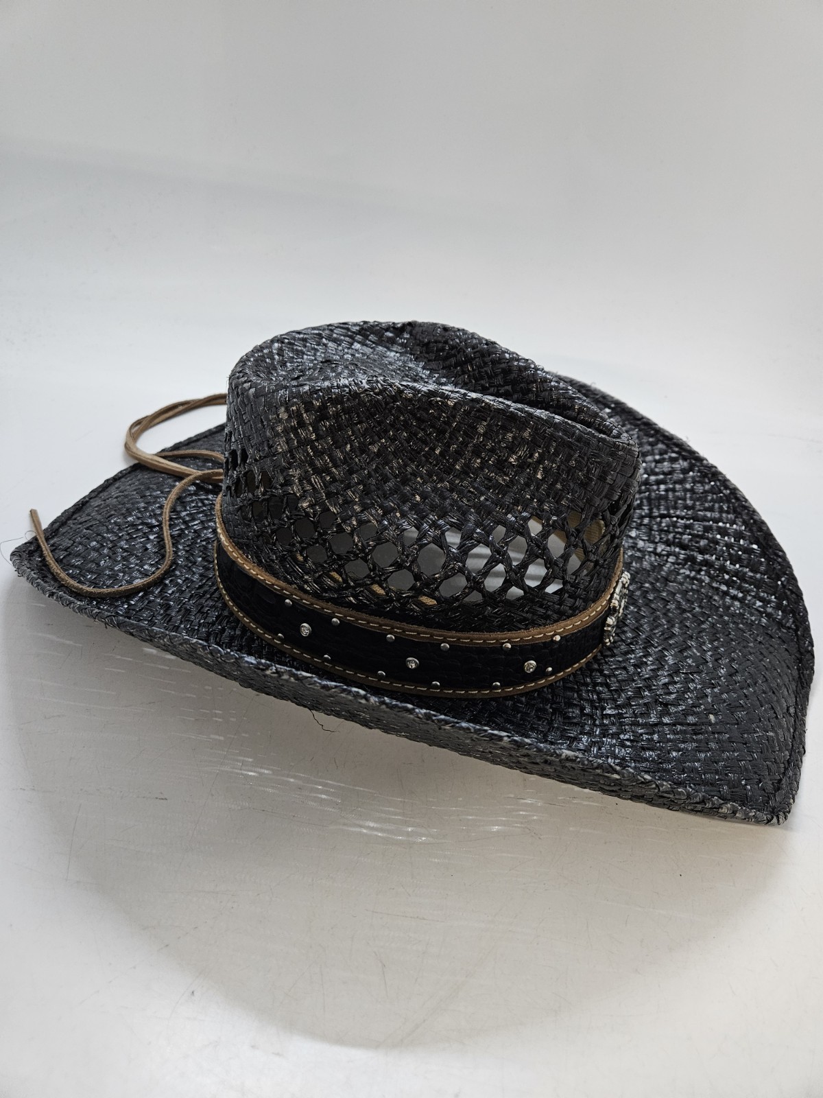 LOT OF 2 Charlie 1 Horse Women's Acorn Gypsy & Black Straw Fashion Hat Sz 6 7/8 image 5