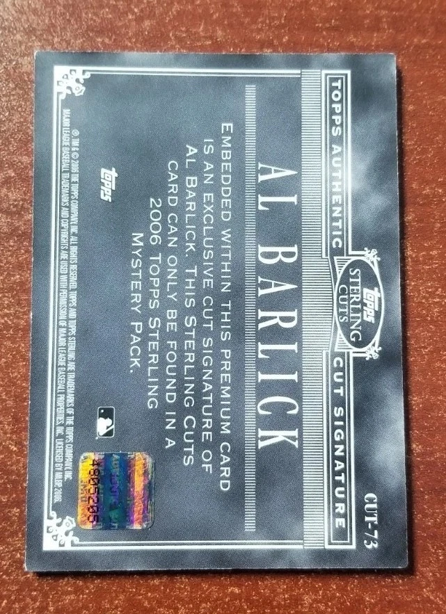 2006 Topps Sterling Cut Signatures AL BARLICK CUT-73 - Image 2 of 2