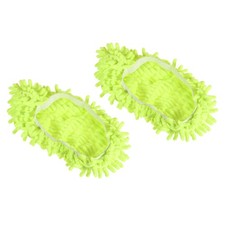 1 Pair Washable Cleaning Shoes Cover Dust Chenille Mop Slippers Green