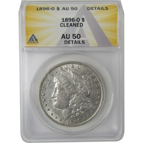 1896 O Morgan Dollar AU 50 Details ANACS Silver $1 Coin SKU:I18960