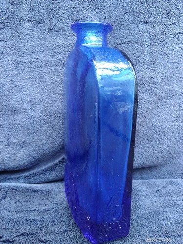 Vidrios De Levante (GOOD COND) 18cm 7" Cobalt Blue Glass Bottle Flask Hand Blown - Picture 8 of 13