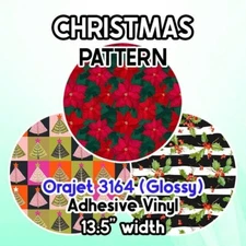 Christmas Patterned Adhesive Vinyl 13.5" ROLL **FREE SHIPPING**