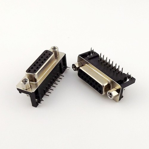 10x VGA DB15 15 Pin D-SUB 2 rzędy Gniazdo Kąt prosty PCB Złącze lutownicze Adapter - Zdjęcie 1 z 5