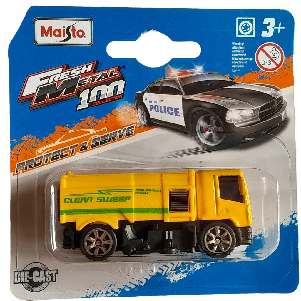 Maisto Street Sweeper Yellow 1:64 Scale Inch US IMPORT DUTIES