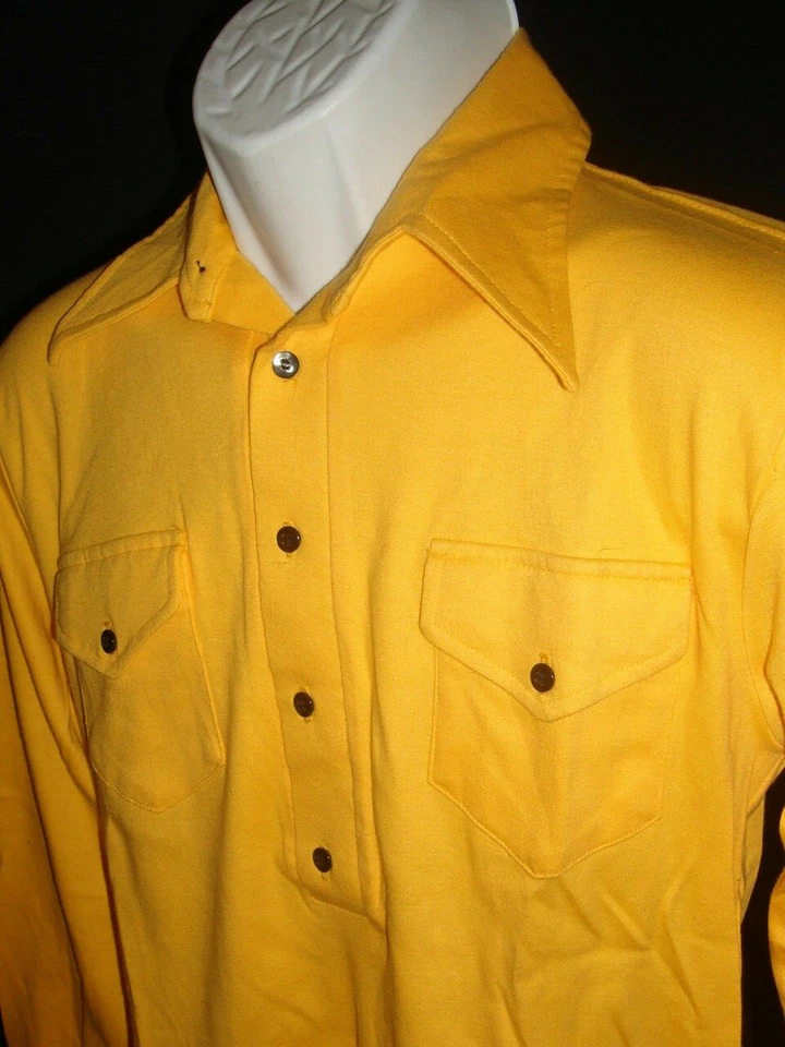 RARE NWOT ROBERT BRUCE "THE GRUBB" YELLOW FLANNEL L/S POLO SHIRT SZ. M SLIM FIT - Image 2 of 4