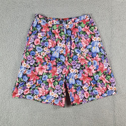 Vintage 80s High Waist Flower All Over Print Women's Small Paperbag Shorts AOP