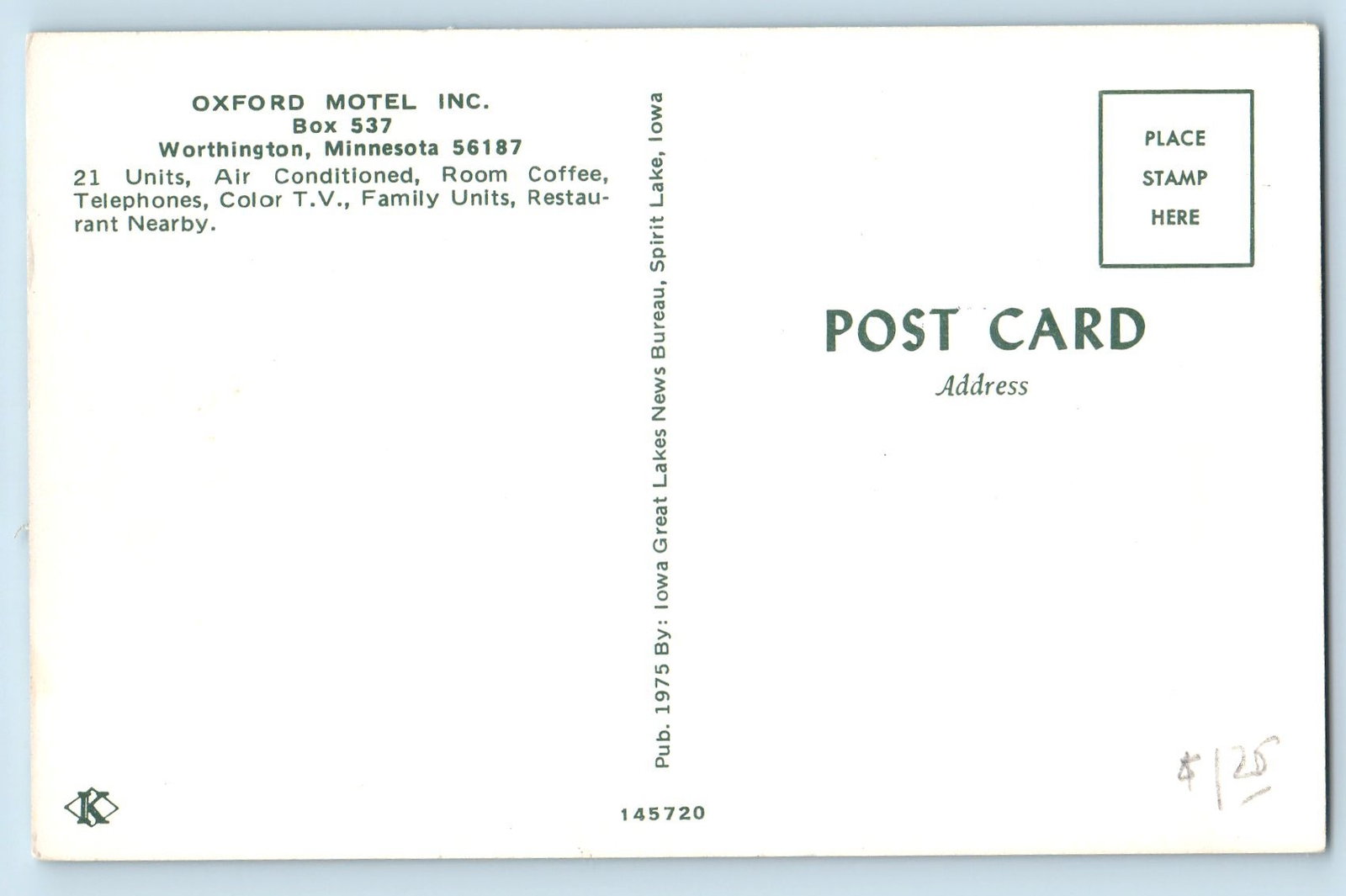 Worthington Minnesota MN Postcard Oxford Motel Inc. Exterior Roadside c1960's eBay