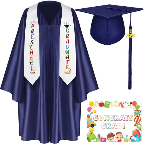 6 Pcs Kindergarten Preschool Graduation Cap and Gown with 2025 Tassel Graduat...