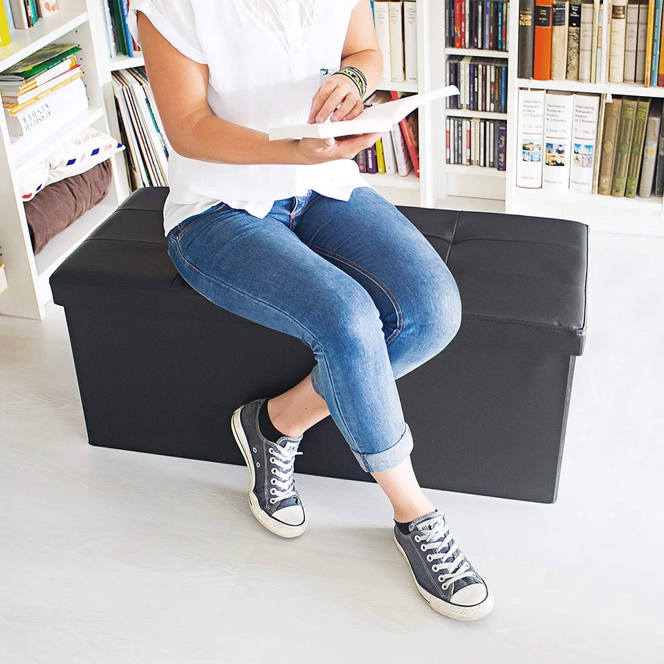 Banc de rangement pratique en simili cuir 2 places capacité de charge 300 kg ... - Image 3 of 4