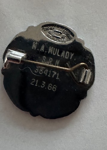 1966 Nurse's Badge with Nurse's name, Pin Number and date of qualification. - Picture 2 of 2