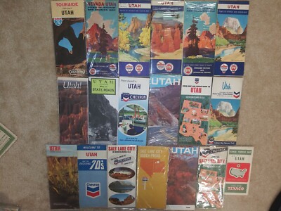 Vintage 1973 Conoco Oil Gas Service Station Touraide Road Map of Utah Lot x19