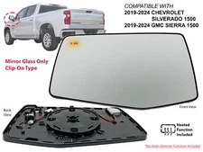 Power Heated BSD Mirror Glass for 2019-2024 SIERRA SILVERADO 1500 Driver Side