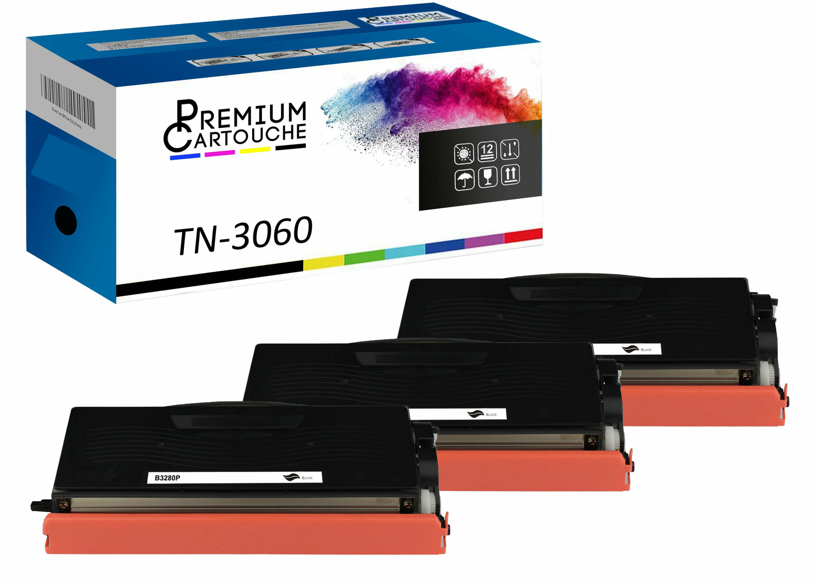 Cartouche TN-3060 noire pack de 3 toners compatibles avec les imprimantes Brother HL et MFC