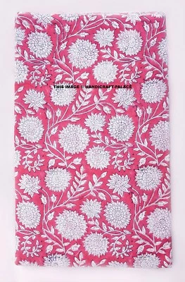 4.6m Jaipuri 100% Algodón Bloque Estampado Indio Floral Tela Swing Craft Decor - Imagen 1 de 3