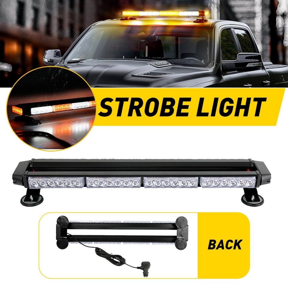 BooYu [Upgraded] Switchable 4 Colors Emergency Strobe Traffic Advisor Light Bar 162 LED Windshield 2 In 1 Visor Safety Warning Hazard Flashing Lights For Firefighter Police Truck Vehicle (Amber/White - Foto 5