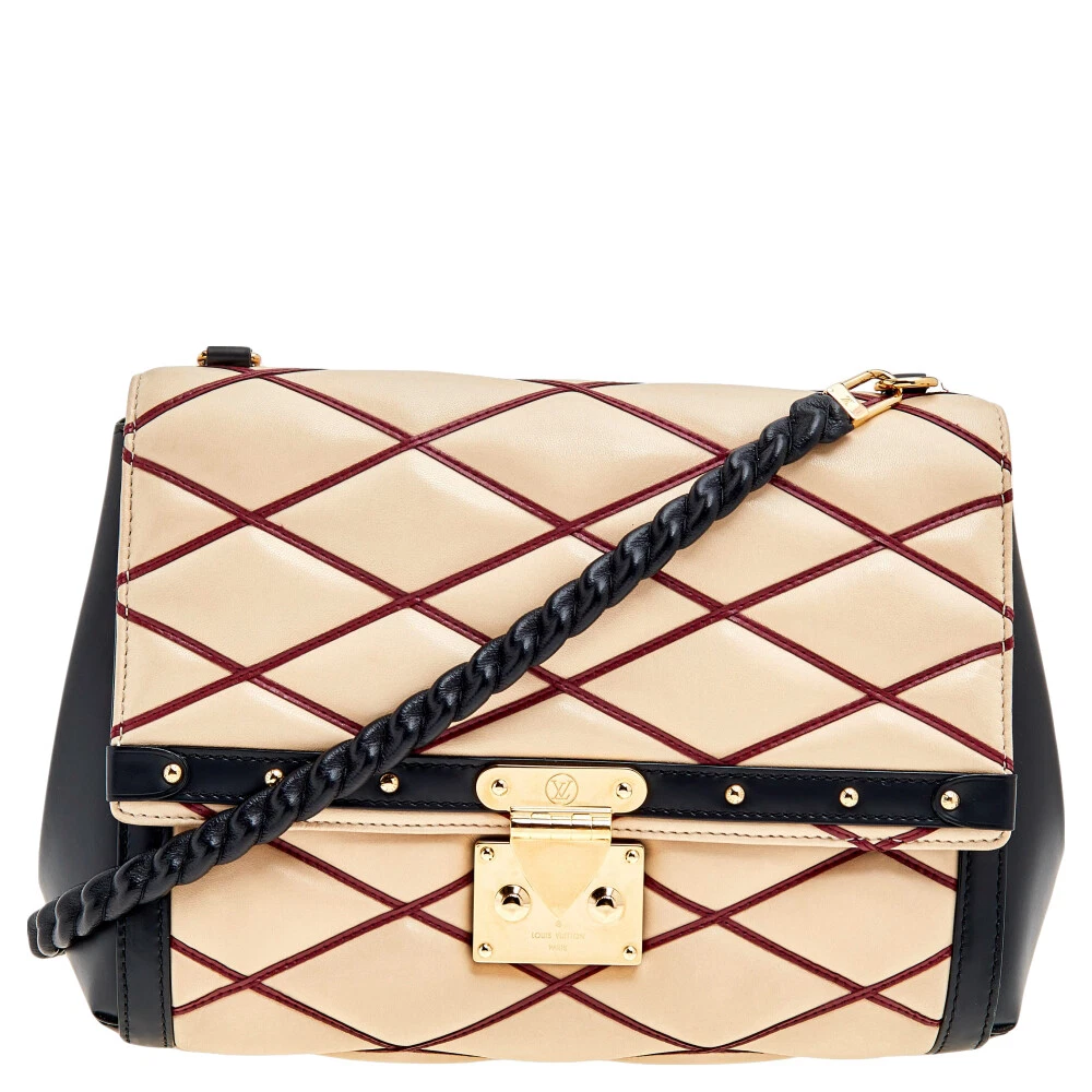 Louis Vuitton Beige/Black Leather Malletage Pochette Flap Bag