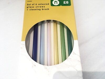 Bunte wiederverwendbare Glas Trinkhalme 6er Set mit Reinigungsbürste