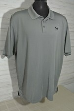 UNDER ARMOUR Heat Gear 2XL Loose Men Gray Polo Golf Shirt Stretch Shorts Sleeve