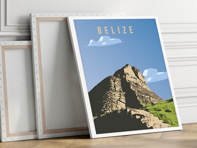 Belize Illustration 40x50cm Stretched Travel Canvas Wall Art Print