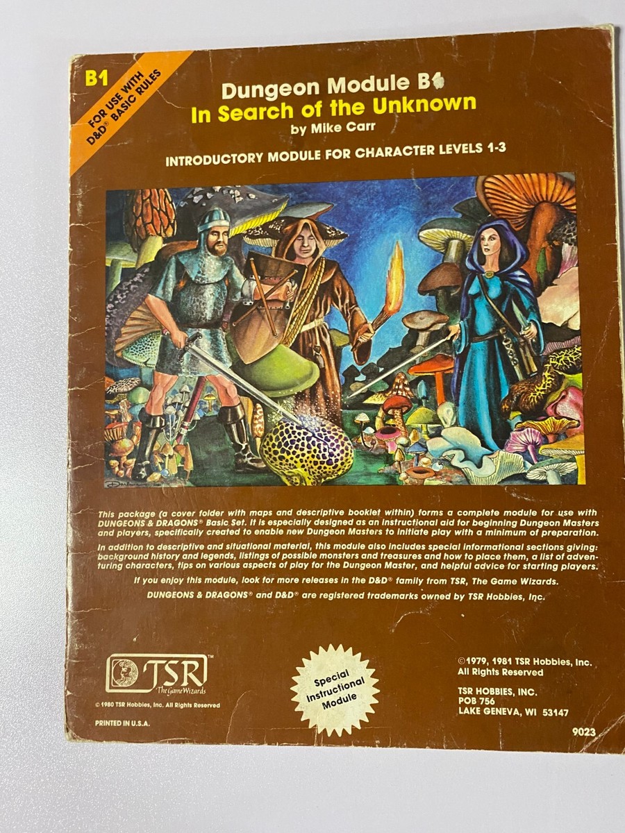 B1 In Search of the Unknown Dungeons and Dragons TSR#9023 | eBay