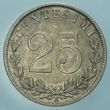 VITTORIO EMANUELE III° 25 CENTESIMI 1903 AQUILA SABAUDA NICHEL BB R!