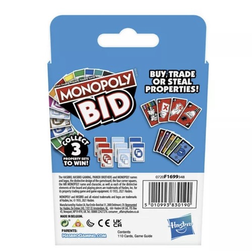 Monopoly Bid Hasbro Brand NEW Card Game - Picture 2 of 3