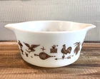 Vintage Pyrex Brown Early American Two Handle Dish 474-b 1.5 Quart No Lid