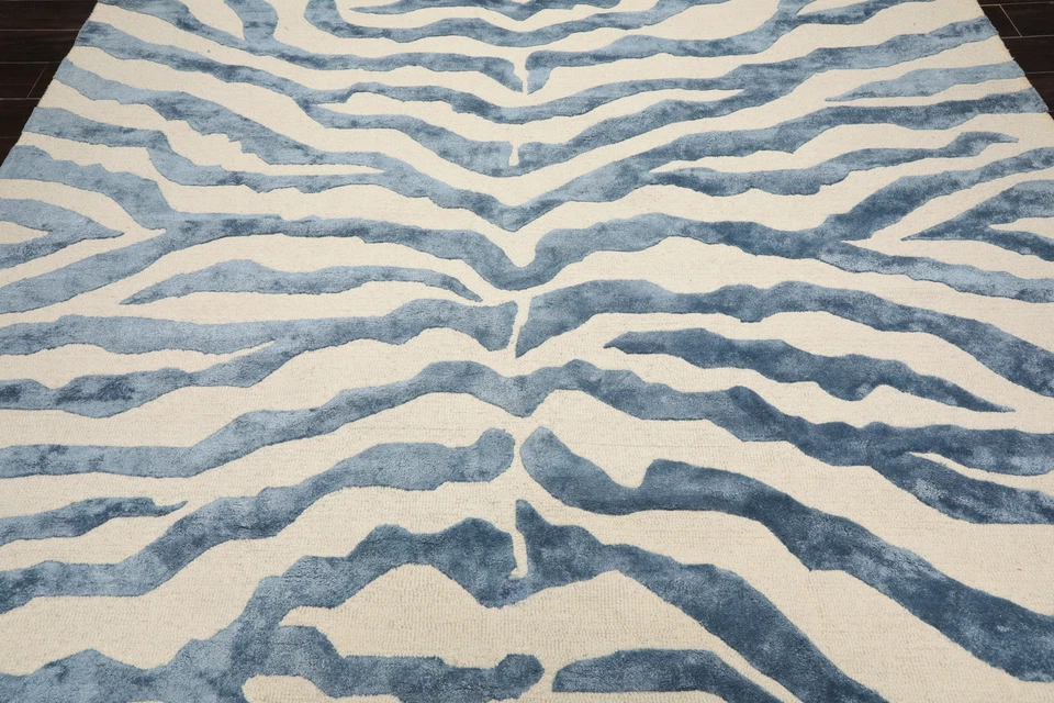 Alfombra de lana y viscosa contemporánea acolchada a mano marfil 8'x10' Foto 2 de 4