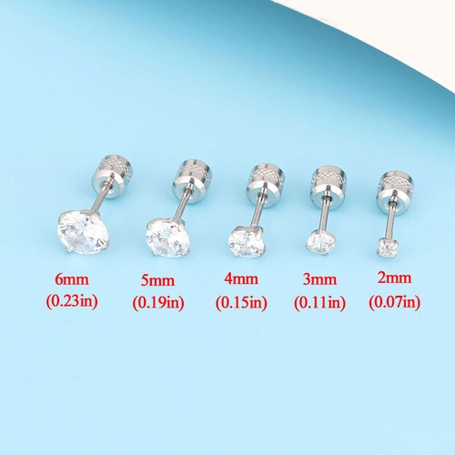Ear Jewelry Cubic Zircon Stud Earring Ear Studs Screw Back Gold Silver Elegant - Picture 4 of 31