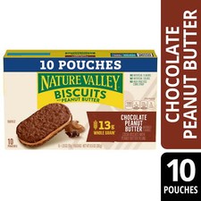 Nature Valley Biscuit Sandwiches, Chocolate Peanut Butter Value Pack, 10 Bars