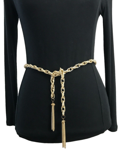 Women's Chain Belt One Size Gold Fringes Tasseled Metal Dress Casual Ladies