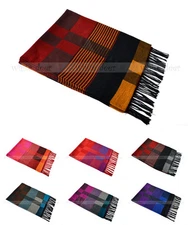 Plaids Checks Stripped Pashmina Silk Scarf Wrap Shawl Soft Classic Tear Fringe