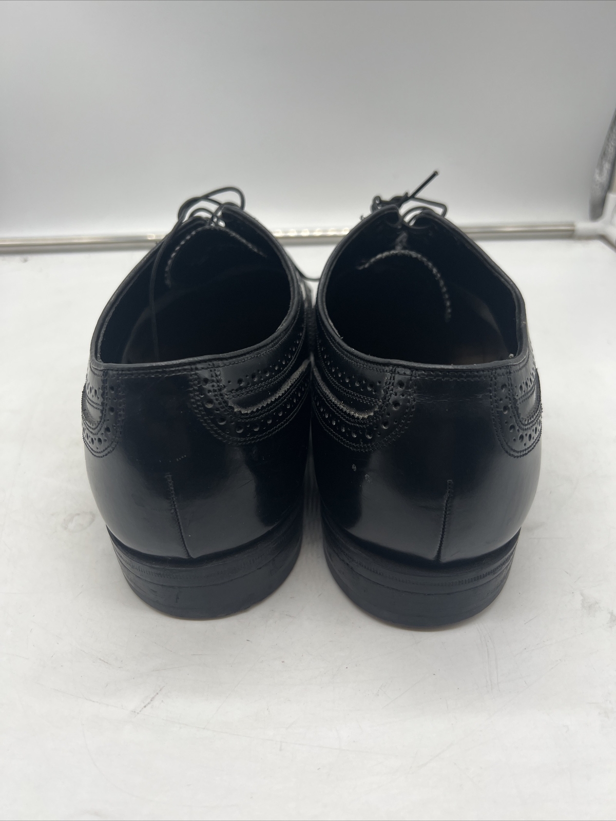Vintage Florsheim Black Leather Wingtip Oxfords Dress Shoes Size 15 D