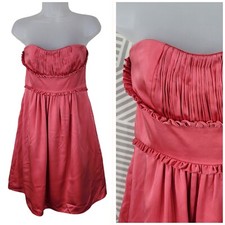BCBG Max Azria High Waist Strapless Dress Size 4 Prom Party Ruffle Pink Pleated