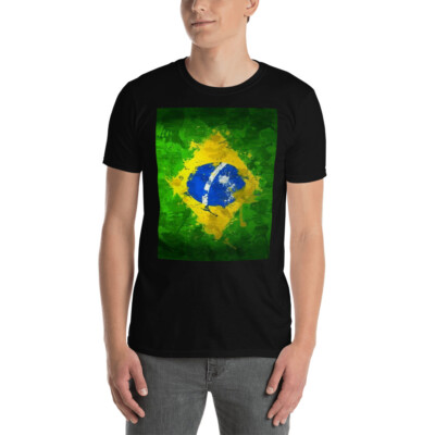 BRASIL BRAZILIAN FLAG ABSTRACT OLEO PAINT GRAPHIC Short-Sleeve Unisex T-Shirt