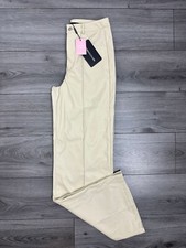 Pretty Little Thing Cream Faux Leather Seam Straight Leg Trouser UK 8 EU 36 