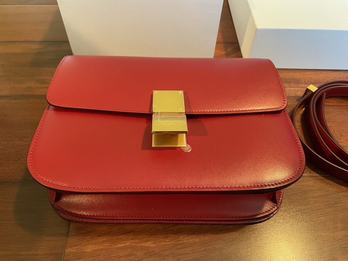 BRAND NEW $4500 CELINE Medium Classic Bag in Box Calfskin Red MADE