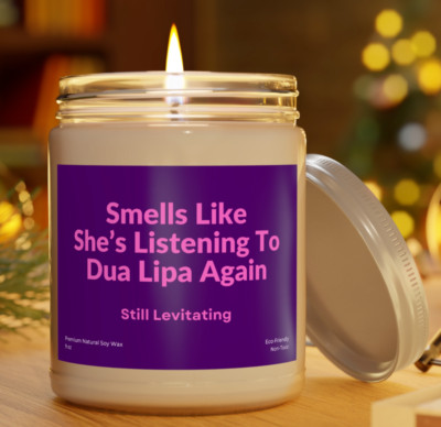 Customizable Dua Lipa Premium Natural Candle 9 oz Levitating Music Decor Gift